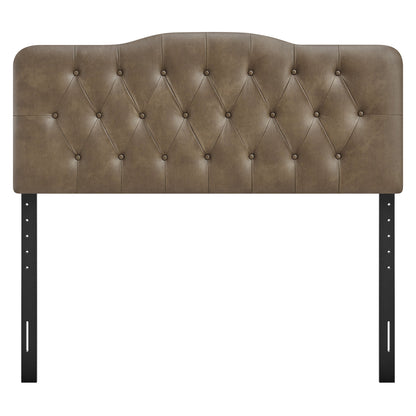 Annabel vegan leather headboard in brown with diamond tufting and metal legs by Modway on Tampa Home & Garden Store