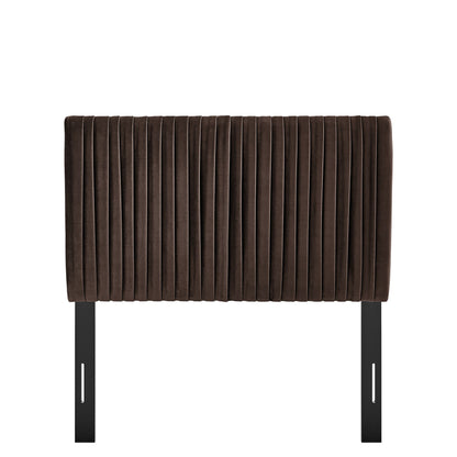 Eloise stain-resistant velvet headboard in dark brown with tufted channels and black legs on Tampa Home & Garden Store
