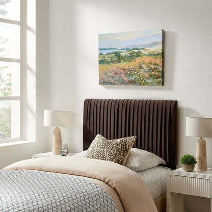Eloise stain-resistant velvet headboard in dark brown with vertical channel tufting by Modway on Tampa Home & Garden Store