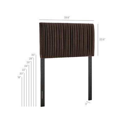 Eloise stain-resistant velvet headboard in brown with vertical channel tufting by Modway on Tampa Home & Garden Store