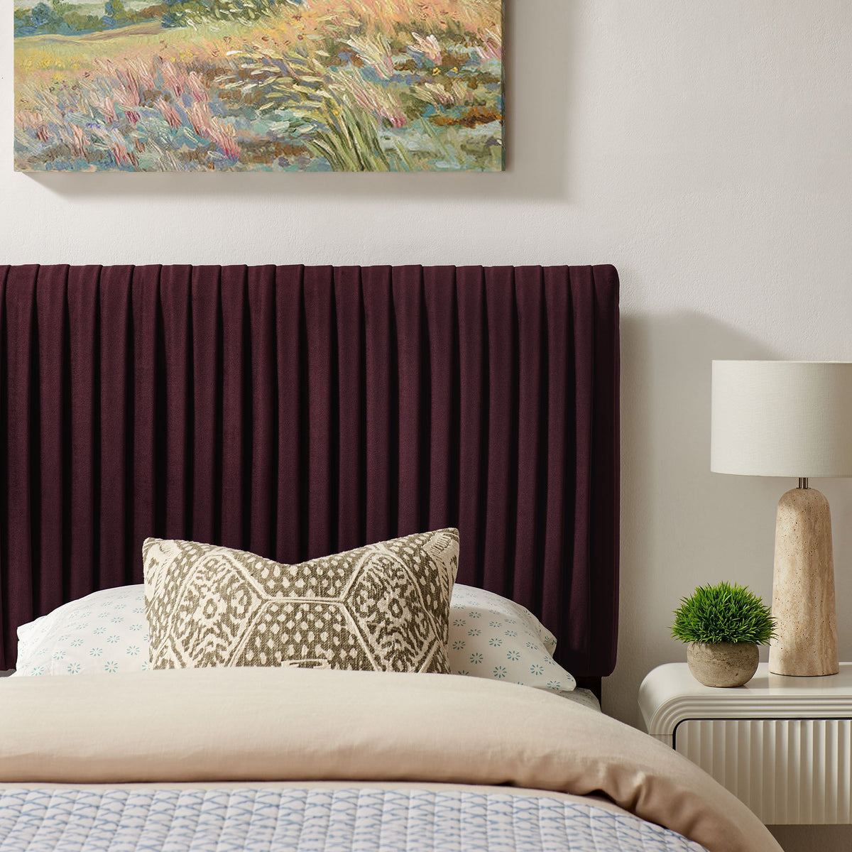 Eloise stain-resistant performance velvet headboard in deep burgundy by Modway on Tampa Home & Garden Store