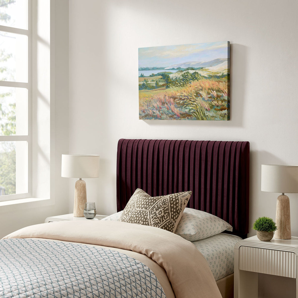 Eloise Stain-Resistant Performance Velvet Headboard burgundy with channel tufting Modway on Tampa Home & Garden Store