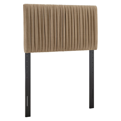 Eloise stain-resistant velvet headboard taupe with vertical tufting HouseOfZazla on Tampa Home & Garden Store