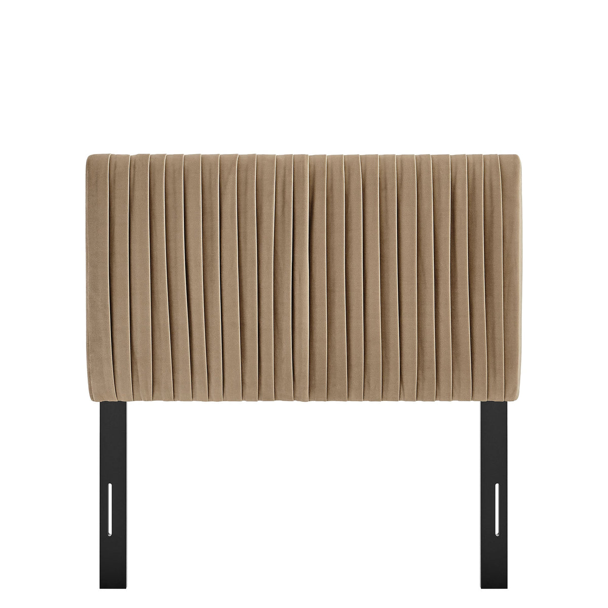 Headboard Eloise by Modway velvet tan stain-resistant with vertical channels and black legs on Tampa Home & Garden Store