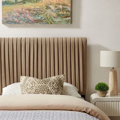 Eloise Stain-Resistant Velvet Headboard by Modway in taupe with vertical channels on Tampa Home & Garden Store