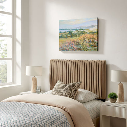 Eloise stain-resistant velvet headboard by Modway for HouseOfZazla in beige with vertical tufting on Tampa Home & Garden Store