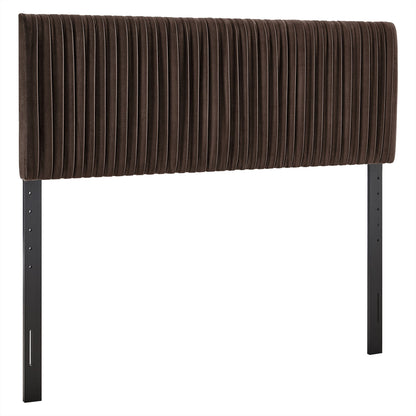 Eloise stain-resistant velvet headboard, brown with black metal legs on Tampa Home & Garden Store
