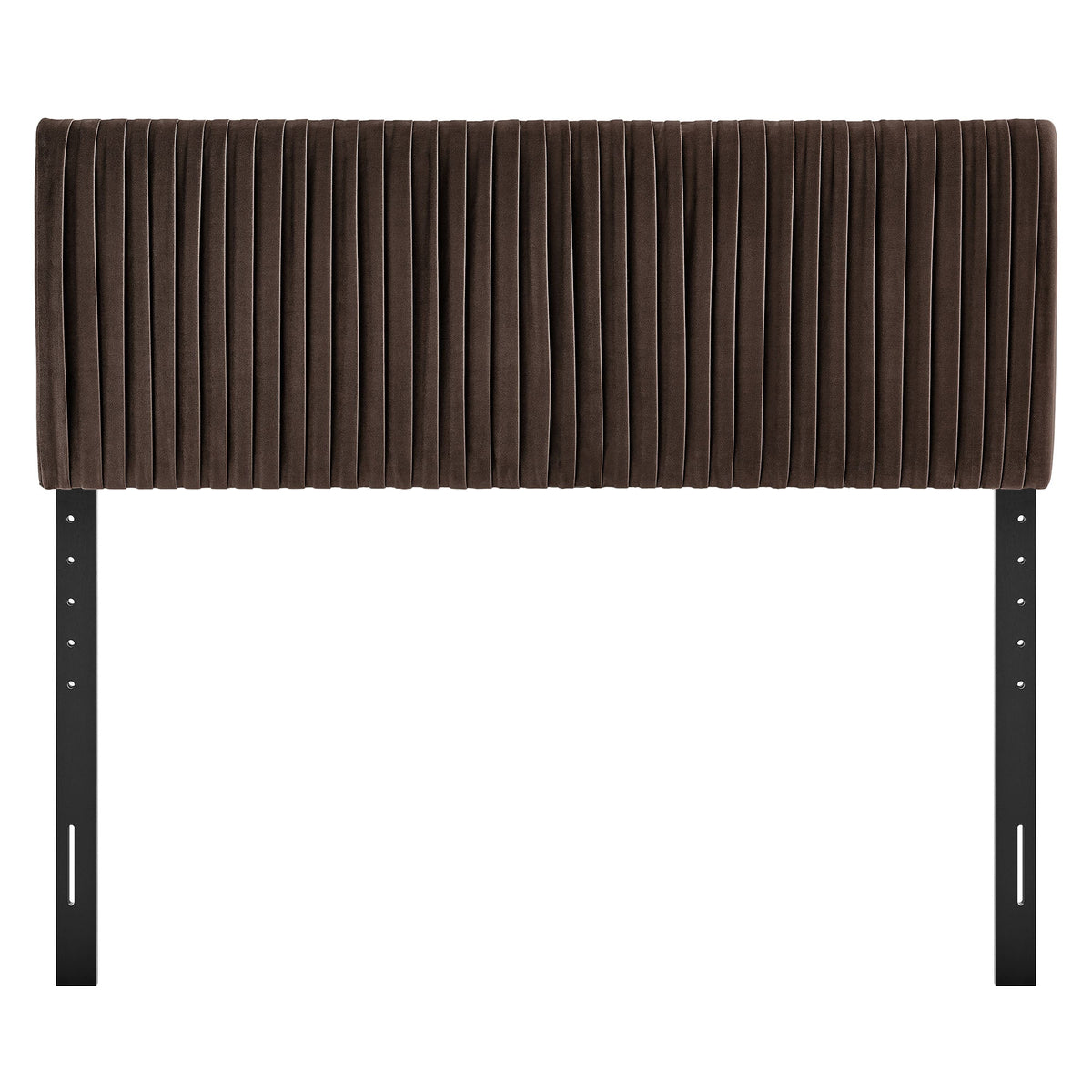 Eloise Headboard, stain-resistant velvet in dark brown with vertical tufting on Tampa Home & Garden Store