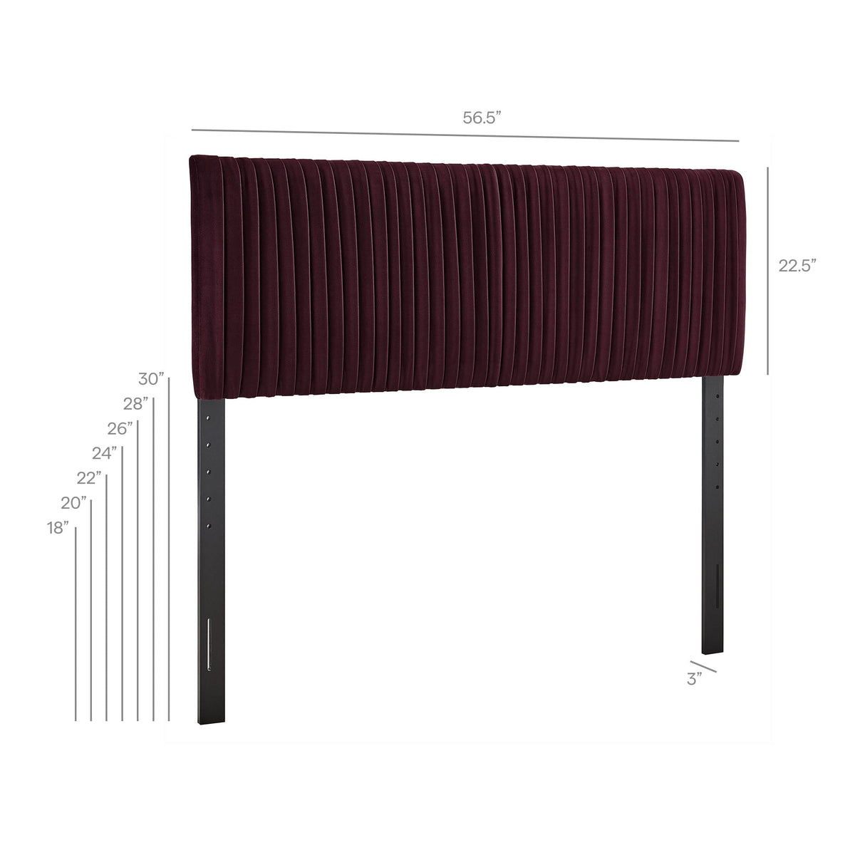 Eloise Stain-Resistant Velvet Headboard burgundy with vertical channel tufting by Modway on Tampa Home & Garden Store