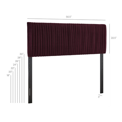 Eloise Stain-Resistant Velvet Headboard burgundy with vertical channel tufting by Modway on Tampa Home & Garden Store