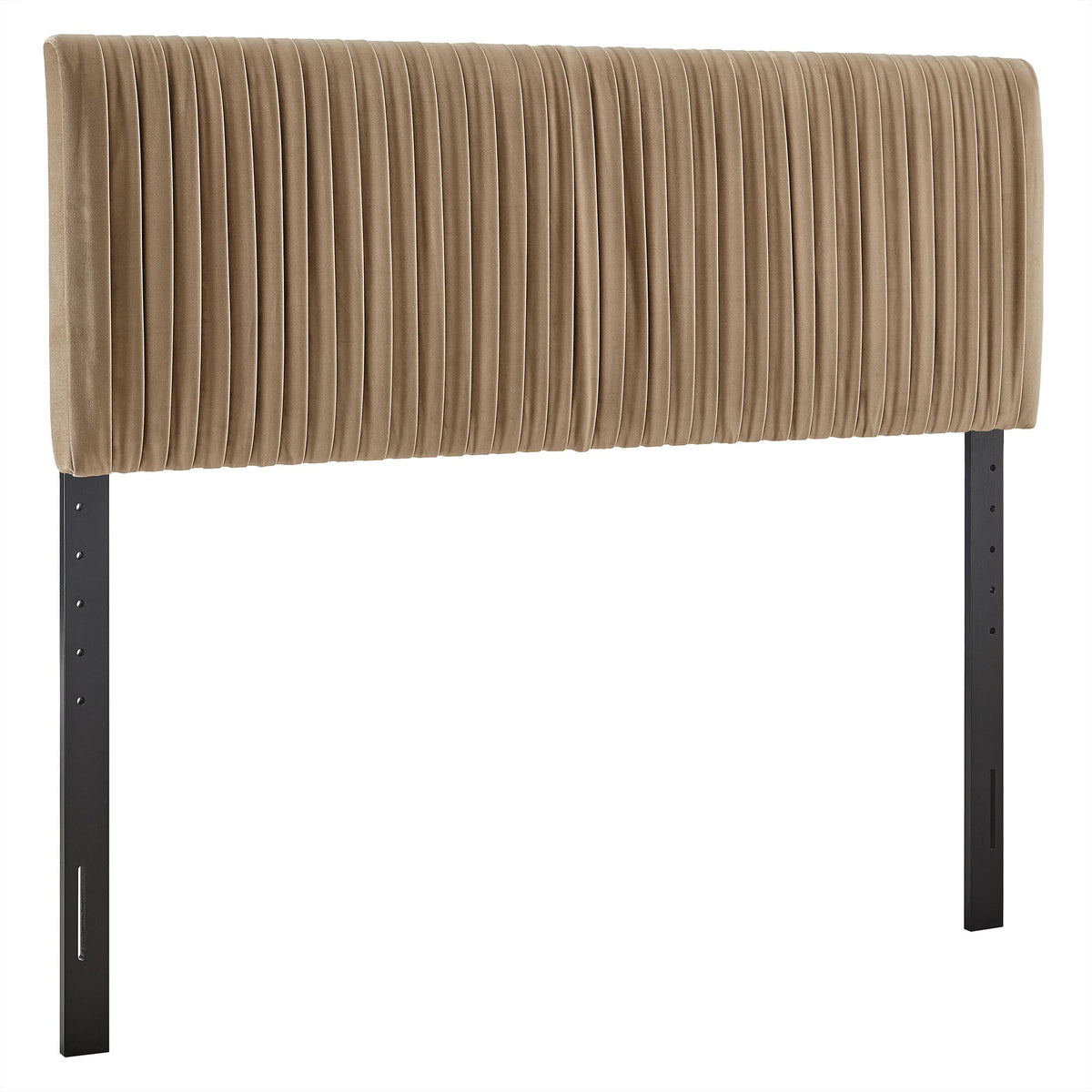 Eloise Headboard by Modway tan velvet with vertical tufting on black metal legs on Tampa Home & Garden Store