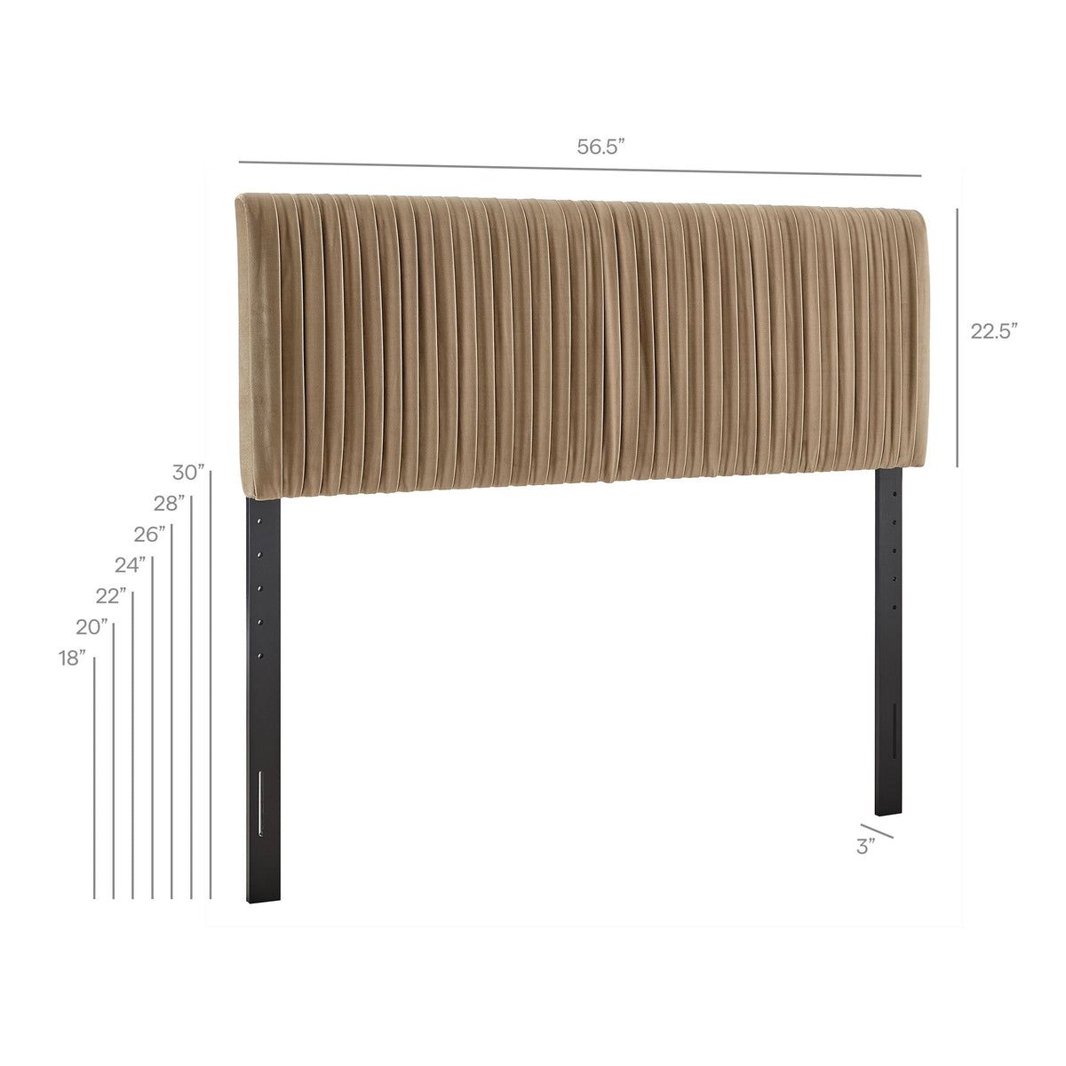 Eloise stain-resistant performance velvet headboard tan tufted with black metal legs Modway on Tampa Home & Garden Store