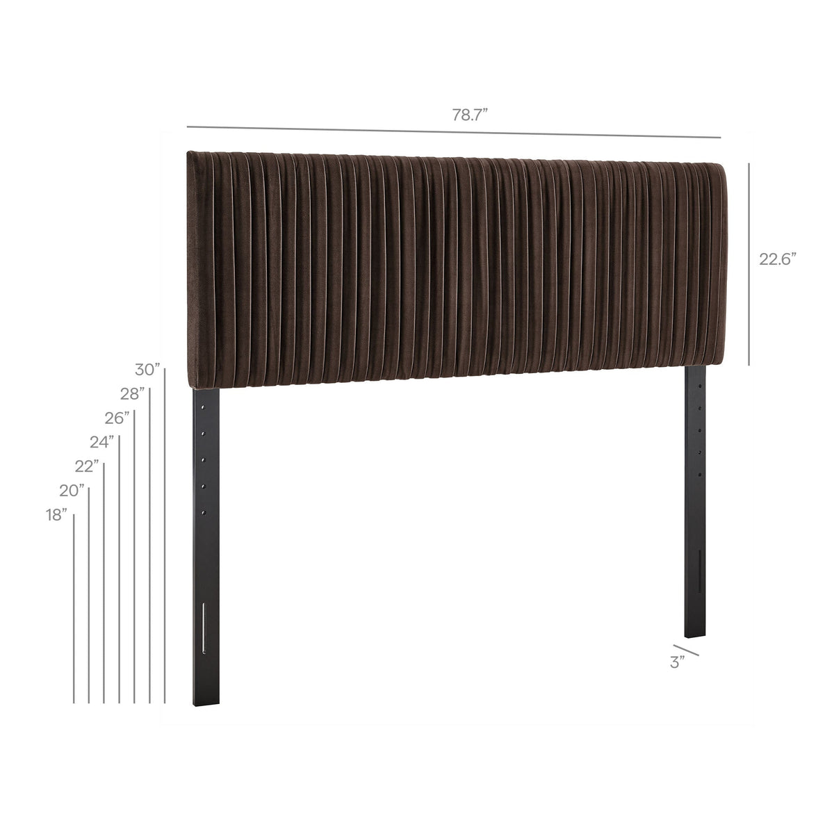 Eloise stain-resistant performance velvet headboard brown tufted channels HouseOfZazla on Tampa Home & Garden Store