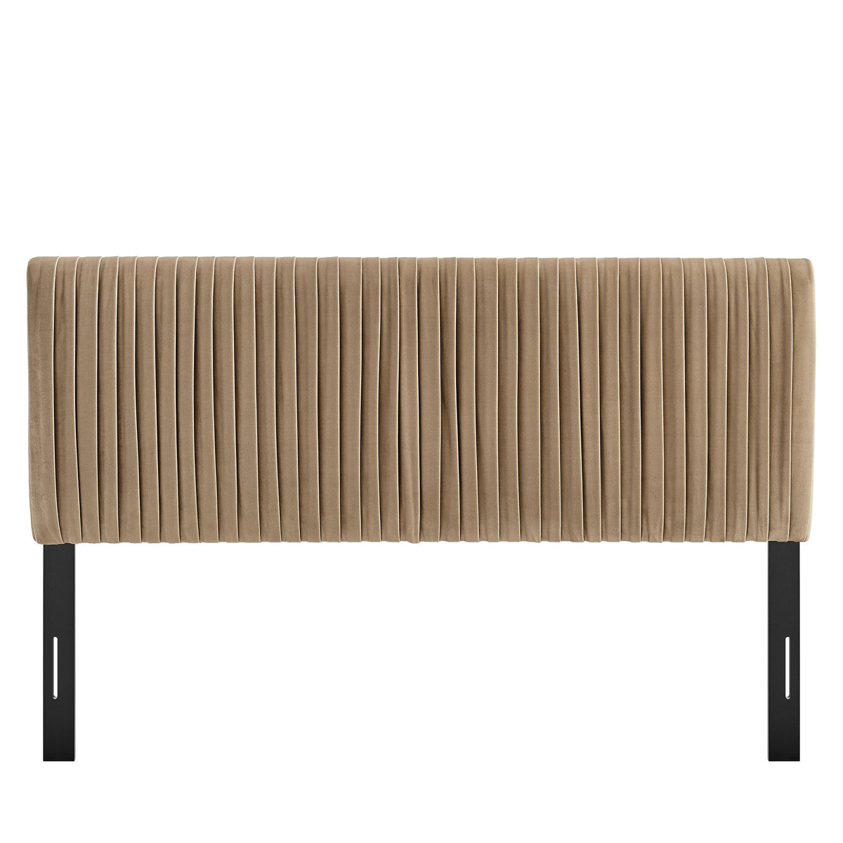 Eloise Stain-Resistant Velvet Headboard by Modway, taupe, tufted channels, black legs on Tampa Home & Garden Store