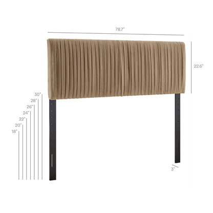 Eloise Stain-Resistant Velvet Headboard by Modway in taupe with vertical channel tufting on Tampa Home & Garden Store