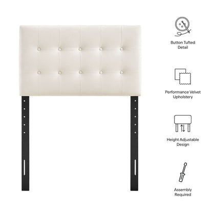 Emily Stain-Resistant Performance Velvet Headboard in white with button tufting on Tampa Home & Garden Store