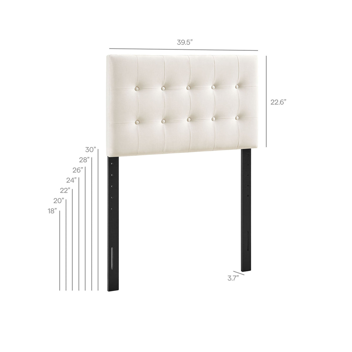 Emily Stain-Resistant Velvet Headboard, cream tufted with button tufting by Modway on Tampa Home & Garden Store