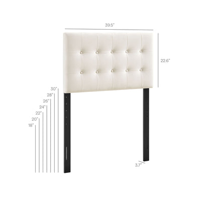 Emily Stain-Resistant Velvet Headboard, cream tufted with button tufting by Modway on Tampa Home & Garden Store