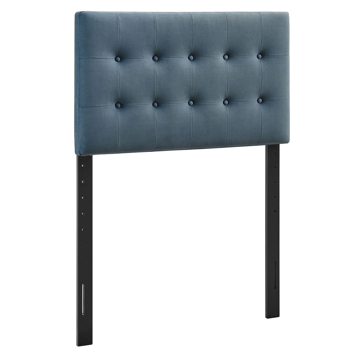 Headboard Emily Stain-Resistant Velvet in blue tufted fabric with metal legs Modway on Tampa Home & Garden Store