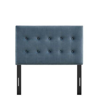 Emily Stain-Resistant Performance Velvet Headboard in blue, tufted, by HouseOfZazla on Tampa Home & Garden Store