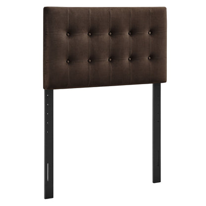 Headboard Emily Stain-Resistant Velvet by Modway in brown tufted with buttons and metal legs on Tampa Home & Garden Store