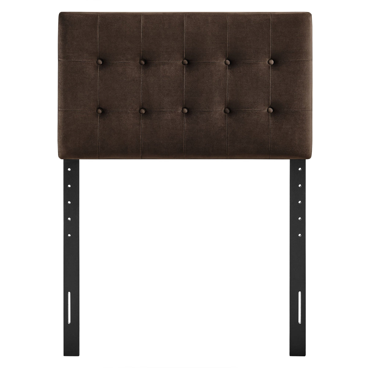 Emily stain-resistant velvet headboard dark brown, tufted grid with metal legs Modway on Tampa Home & Garden Store