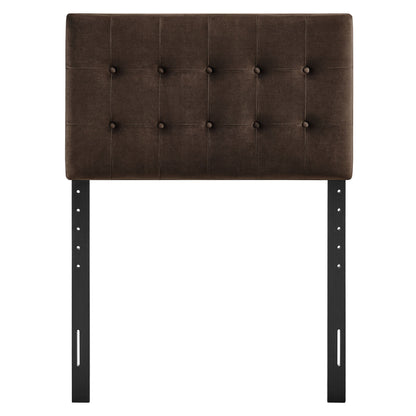 Emily stain-resistant velvet headboard dark brown, tufted grid with metal legs Modway on Tampa Home & Garden Store