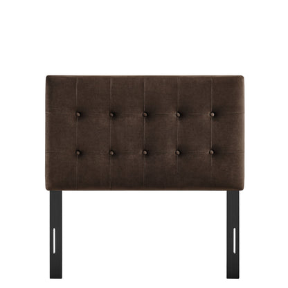 Emily Stain-Resistant Performance Velvet Headboard in brown with tufted grid and black legs on Tampa Home & Garden Store