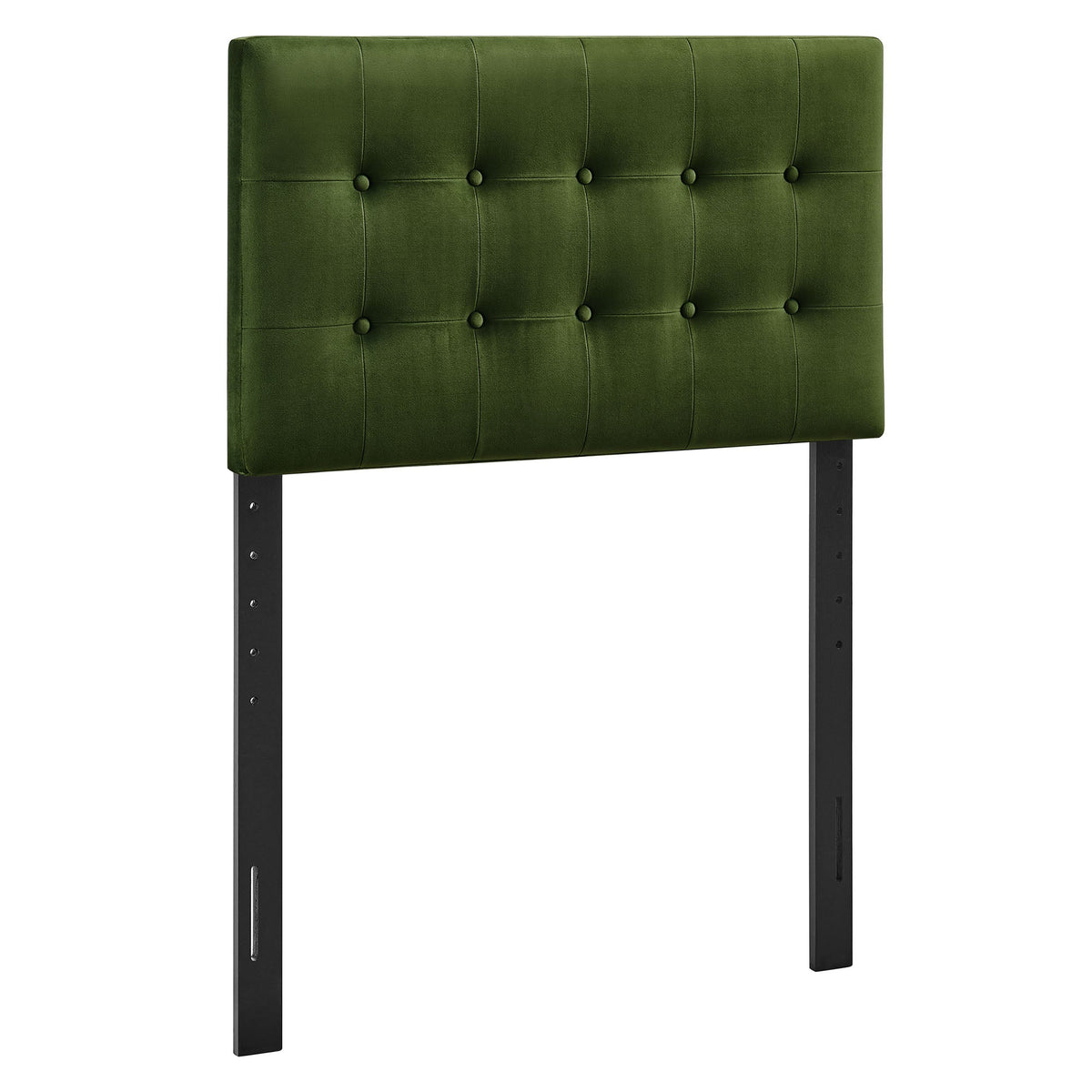 Headboard Emily Stain-Resistant Velvet by Modway green tufted panels and black metal legs on Tampa Home & Garden Store