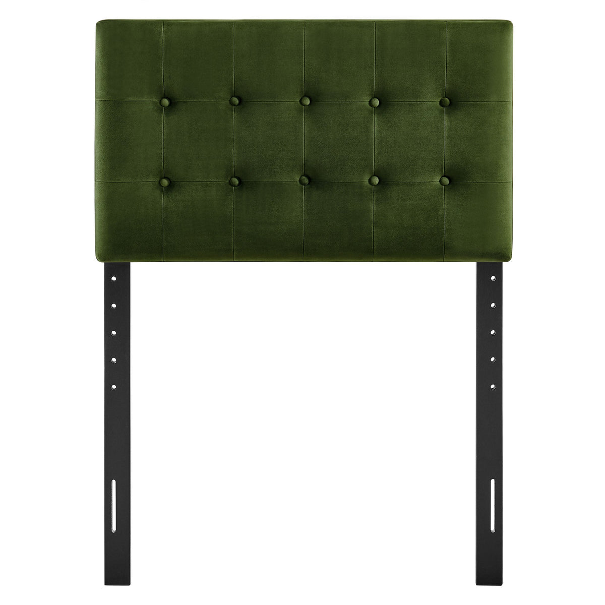 Emily Stain-Resistant Velvet Headboard green tufted with grid tufting and black legs by Modway on Tampa Home & Garden Store