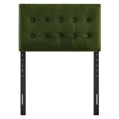 Emily Stain-Resistant Velvet Headboard green tufted with grid tufting and black legs by Modway on Tampa Home & Garden Store