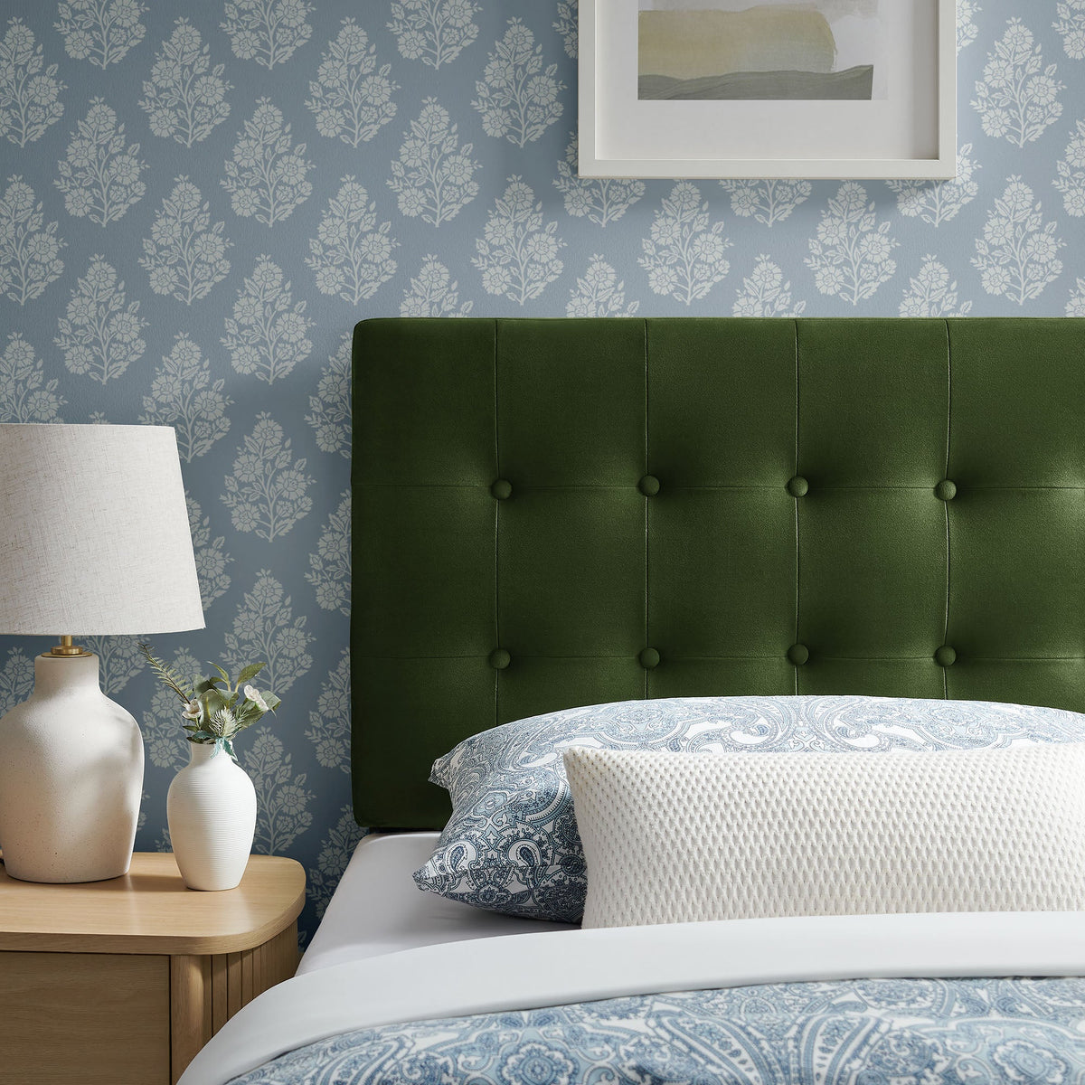 Emily Stain-Resistant Performance Velvet Headboard by Modway, emerald green tufted velvet on Tampa Home & Garden Store