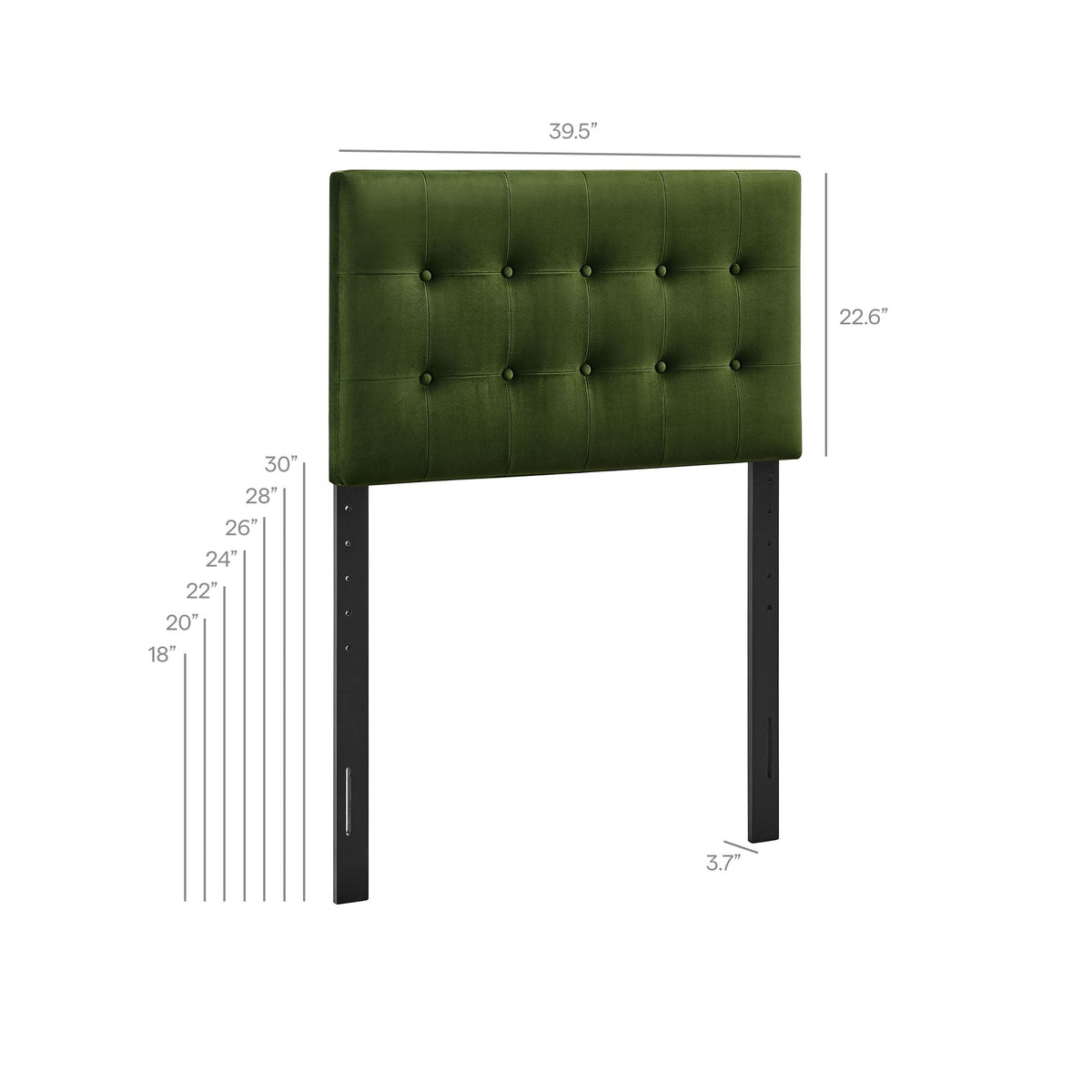 Emily Stain-Resistant Velvet Headboard by Modway emerald green tufted with black metal legs on Tampa Home & Garden Store