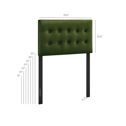 Emily Stain-Resistant Velvet Headboard by Modway emerald green tufted with black metal legs on Tampa Home & Garden Store