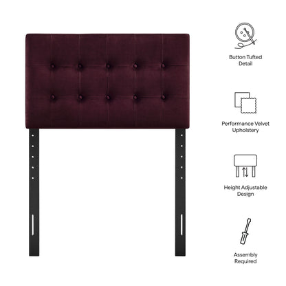Emily Stain-Resistant Performance Velvet Headboard burgundy with button tufting on Tampa Home & Garden Store