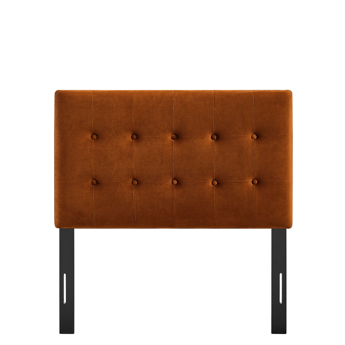 Emily Stain-Resistant Velvet Headboard in burnt orange, tufted square panels by Modway on Tampa Home & Garden Store