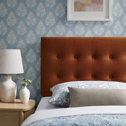 Emily stain-resistant performance velvet headboard by Modway in rust orange tufted upholstery on Tampa Home & Garden Store