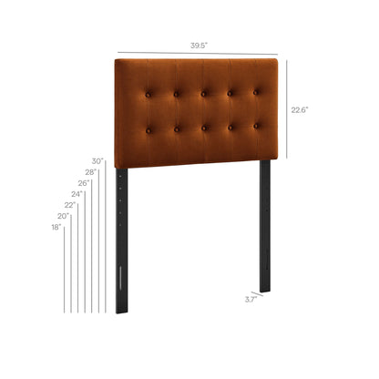 Headboard Emily Stain-Resistant Velvet by Modway in burnt orange, tufted with metal legs on Tampa Home & Garden Store
