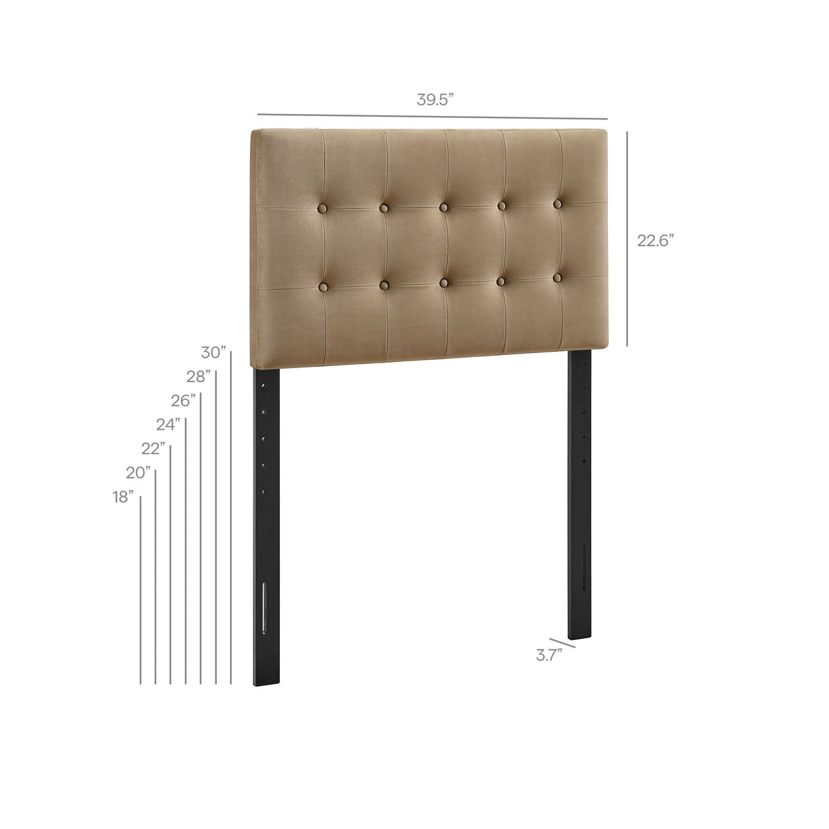 Headboard Emily Stain-Resistant Performance Velvet by Modway, beige tufted with grid buttons on Tampa Home & Garden Store