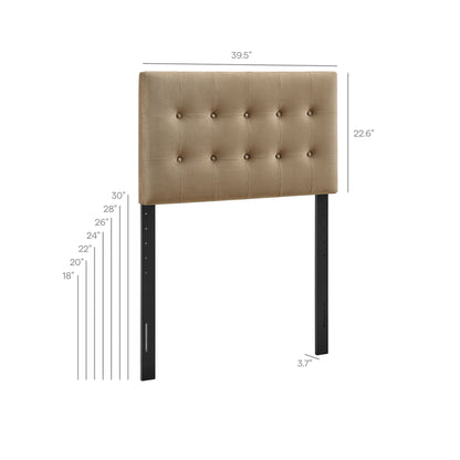 Headboard Emily Stain-Resistant Performance Velvet by Modway, beige tufted with grid buttons on Tampa Home & Garden Store