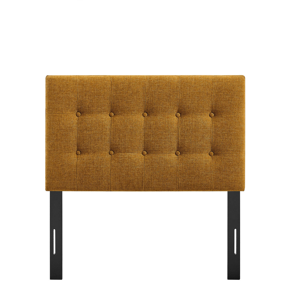Emily Fabric Upholstered Headboard by Modway, golden mustard fabric, tufted, black legs on Tampa Home & Garden Store