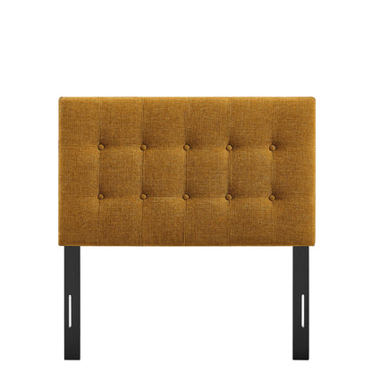 Emily Fabric Upholstered Headboard by Modway, golden mustard fabric, tufted, black legs on Tampa Home & Garden Store