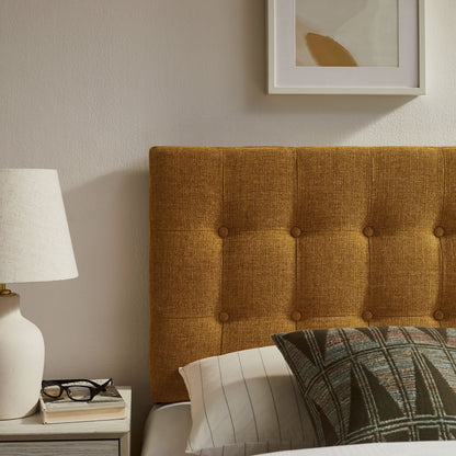 Emily Fabric Upholstered Headboard rust-brown textured tufted fabric on Tampa Home & Garden Store