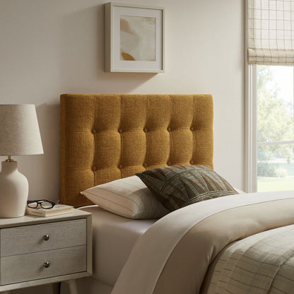 Emily fabric upholstered headboard by Modway in warm mustard tufted fabric on Tampa Home & Garden Store