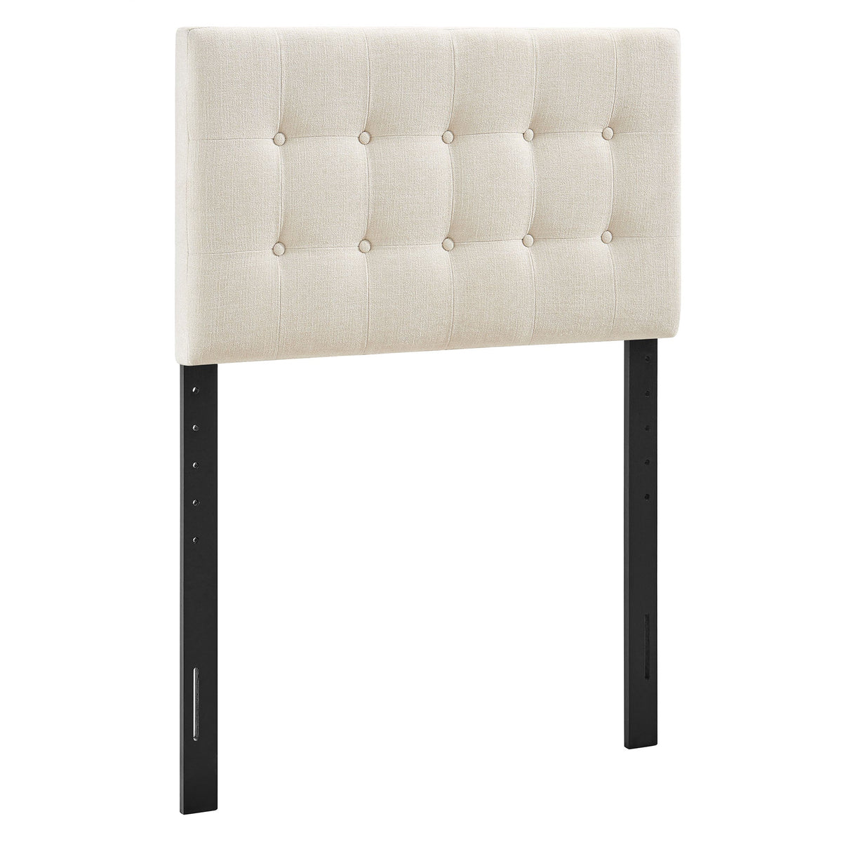 Emily Fabric Upholstered Headboard by Modway in cream fabric with tufted grid and black legs on Tampa Home & Garden Store