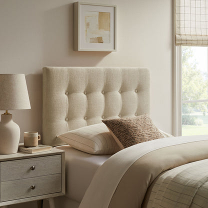 Emily Fabric Upholstered Headboard beige tufted fabric by Modway on Tampa Home & Garden Store