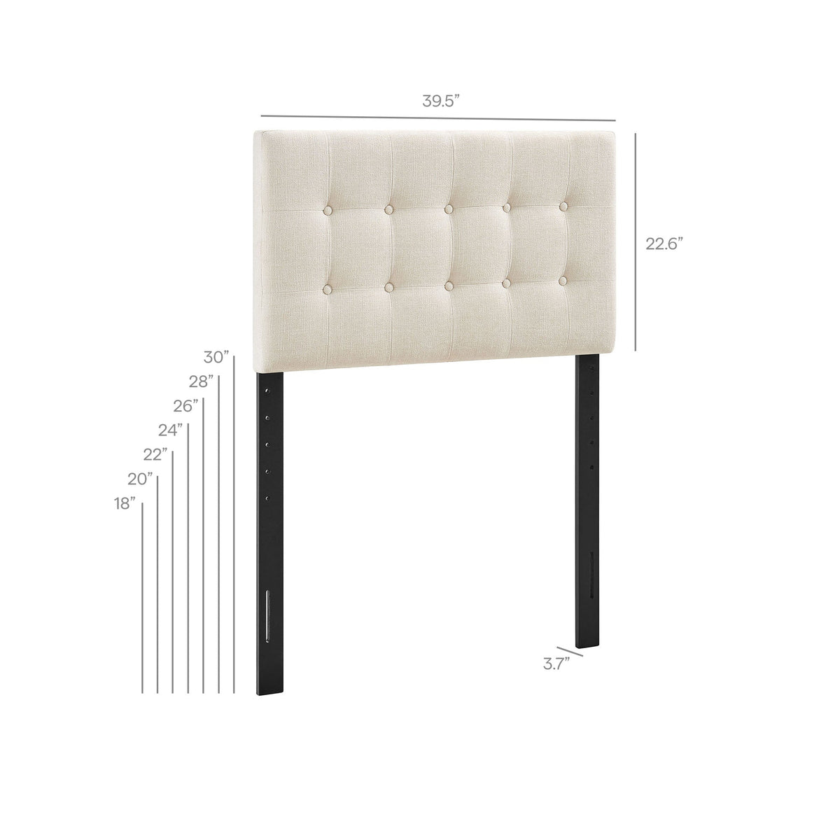 Emily Fabric Upholstered Headboard beige tufted with button accents by Modway on Tampa Home & Garden Store