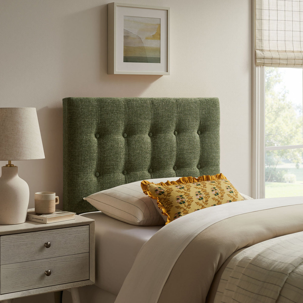 Emily Fabric Upholstered Headboard in green tufted fabric by Modway on Tampa Home & Garden Store