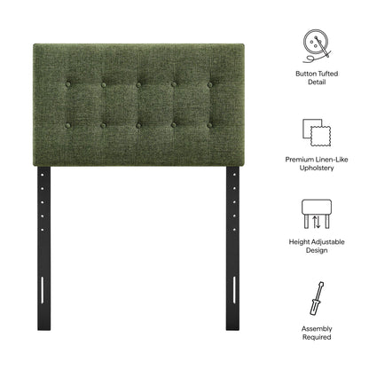 Emily Fabric Upholstered Headboard in green linen-like fabric with button tufting by Modway on Tampa Home & Garden Store