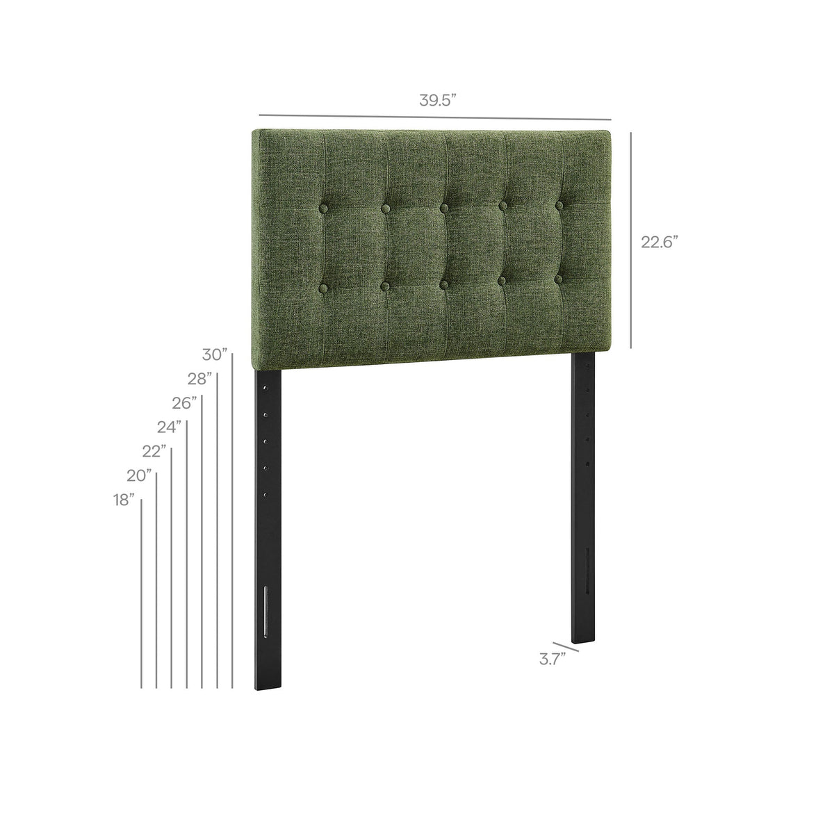 Emily Fabric Upholstered Headboard olive green fabric with tufted buttons by HouseOfZazla on Tampa Home & Garden Store